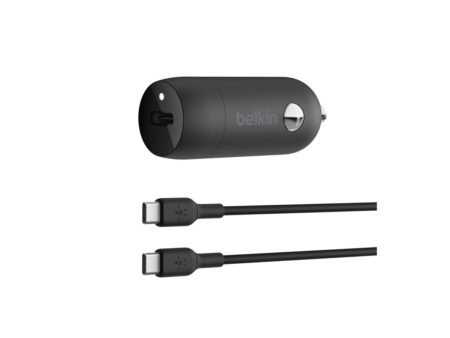 Belkin - Adaptador de corriente para el coche - 30 vatios - 3 A - Fast Charge Suministro de energía 3.1 (24 pin USB-C) - negro