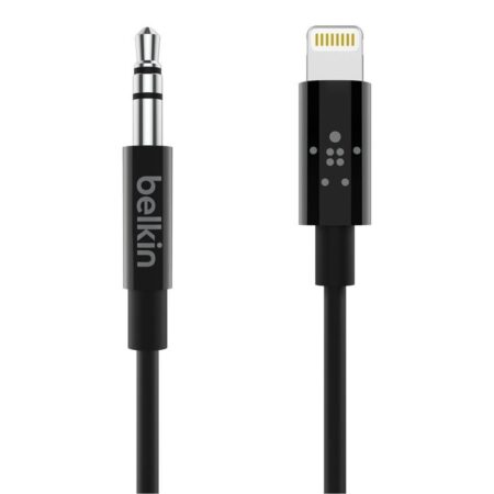 Belkin - Lightning to headphone jack cable - Lightning male to mini-phone stereo 3.5 mm male - 91.4 cm - black