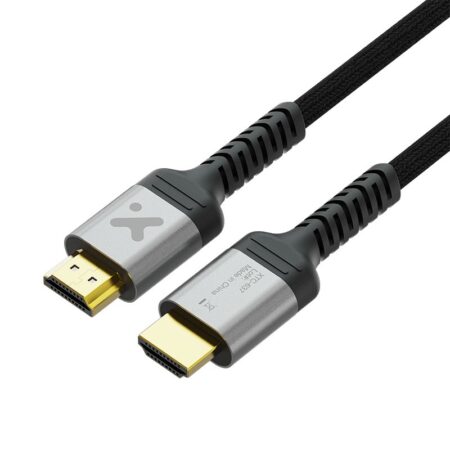 Cable HDMI® de Ultra Alta Velocidad con ancho de banda de 48Gbps, resolución 8K@60Hz, eARC (Canal de retorno de audio mejorado) y Dynamic HDR. Perfecto para formatos de video en alta definición y estándar. Cable trenzado resistente para mayor durabilidad y flexibilidad. Ideal para consolas de videojuegos, reproductores Blu-rayâ„¢ y HDTV.