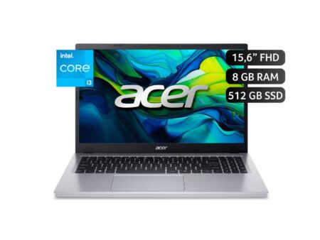 Laptop Acer A3 15.6", Intel Core i3-N305, 8GB RAM, 512GB SSD, W11-Plata-