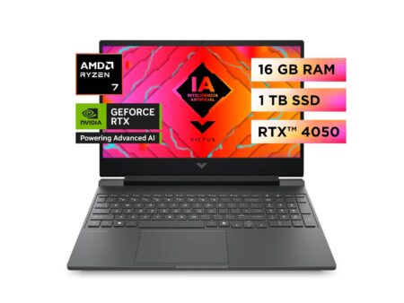 Laptop HP Victus Gaming 15-fb3007la de 15.6" FHD, Ryzen 7 8845HS, 16GB RAM, 1TB SSD, RTX 4050 6GB