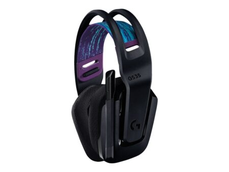 Logitech G535 LIGHTSPEED Wireless Gaming Headset - Lightweight on-ear headphones flip to mute mic stereo compatible with PC PS4 PS5 USB rechargeable - Black - Auricular - tamaño completo - LIGHTSPEED - inalámbrico - certificado Discord