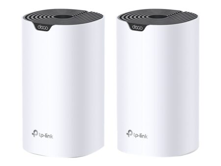 TP-LINK Deco S7 V1 - Sistema Wi-Fi (2 enrutadores) - hasta 3900 pies cuadrados - malla - GigE - Wi-Fi 5 - Doble banda - Sistema Wi-Fi Mesh Inteligente Doble Banda AC1900 - Alcanza velocidades de hasta 600 Mbps en 24 GHz y 1300 Mbps en 5 GHz con tecnología 3×3 MU-MIMO. - Conecta más de 100 dispositivos