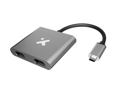 Xtech - Video adapter - USB Type C - Dual HDMI - Metal silver - 4K XTC-548