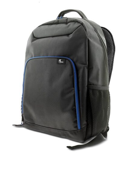 Xtech XTB-211 Mochila para laptop- 15.6" - Poliéster - Color Negro con detalles en azul - Bolsillo frontal para accesorios con organizador interior - Bolsillo de malla laterales